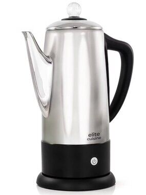 Elite Cuisine 12-Cup Electric Coffee Maker – Stainless Steel – Modern Drip Brew